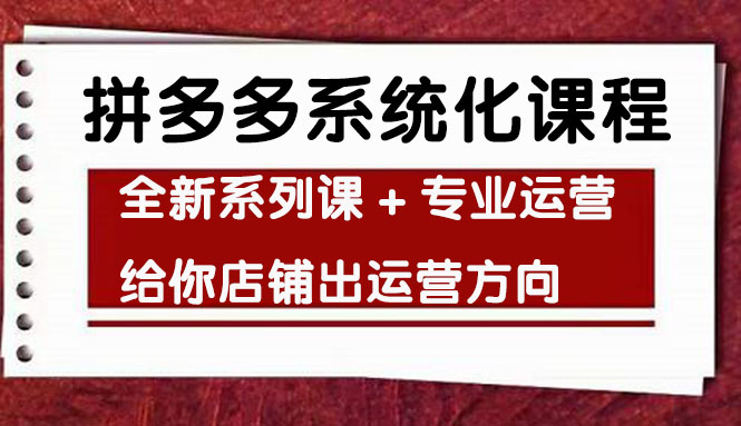 （4259期）车神陪跑，拼多多系统化课程，全新系列课+专业运营给你店铺出运营方向-学帮帮