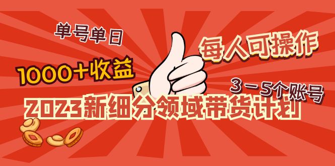 （4827期）2023新细分领域带货计划：单号单日1000+收益不难，每人可操作3-5个账号-学帮帮