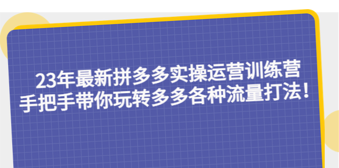 （5435期）23年最新拼多多实操运营训练营：手把手带你玩转多多各种流量打法！-学帮帮