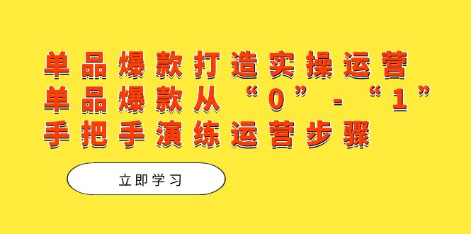 （7488期）单品爆款打造实操运营，单品爆款从“0”-“1”手把手演练运营步骤-学帮帮