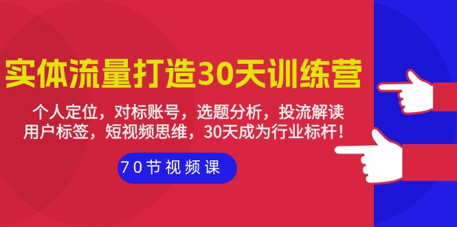 （9782期）实体-流量打造-30天训练营：个人定位，对标账号，选题分析，投流解读-70节-学帮帮
