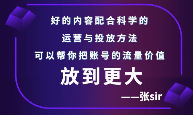 张sir账号流量增长课，告别海王流量，让你的流量更精准-学帮帮