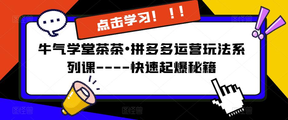 牛气学堂茶茶•拼多多运营玩法系列课—-快速起爆秘籍【更新】-学帮帮