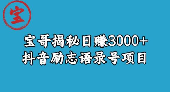 宝哥揭秘日赚3000+抖音励志语录号短视频变现项目-学帮帮