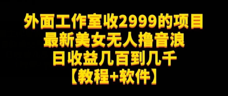 外面工作室收2999的项目最新美女无人撸音浪日收益几百到几千【教程+软件】（仅揭秘）-学帮帮