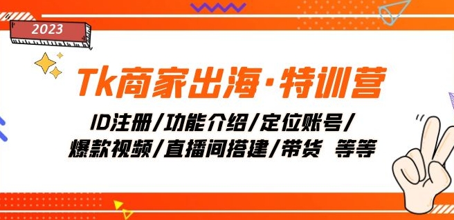 Tk商家出海·特训营：ID注册/功能介绍/定位账号/爆款视频/直播间搭建/带货-学帮帮