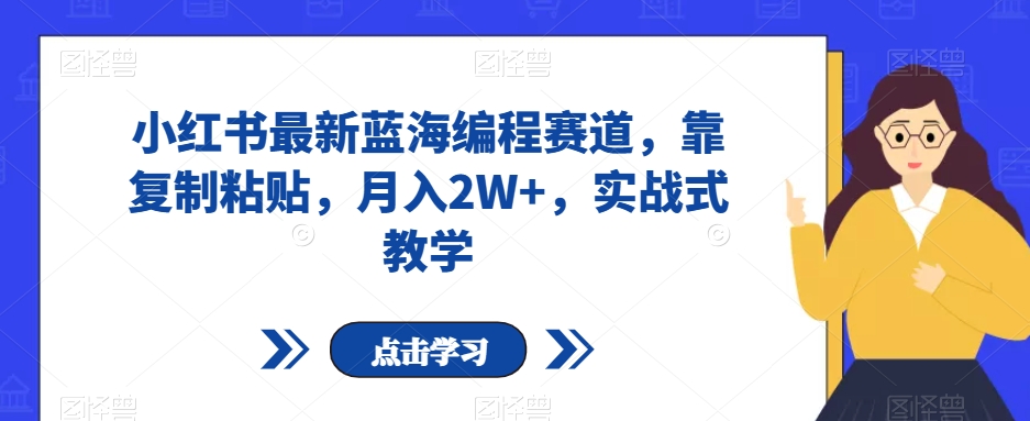 小红书最新蓝海编程赛道，靠复制粘贴，月入2W+，实战式教学【揭秘】-学帮帮
