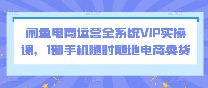 闲鱼电商运营全系统VIP实操课，1部手机随时随地电商卖货-学帮帮