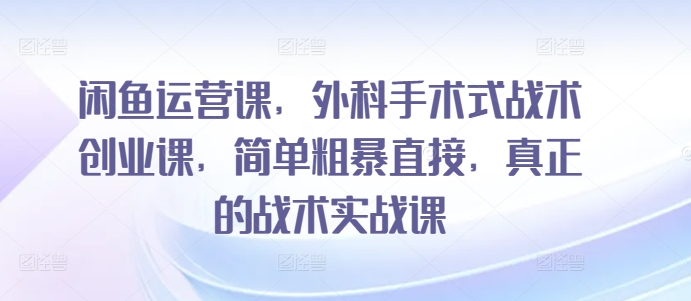 闲鱼运营课，外科手术式战术创业课，简单粗暴直接，真正的战术实战课-学帮帮