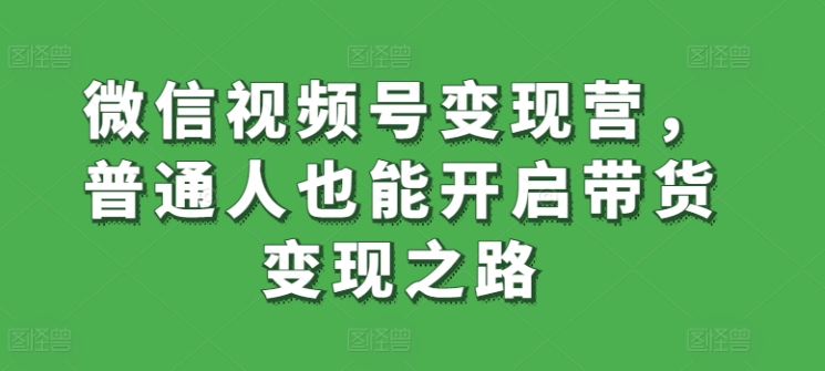 微信视频号变现营，普通人也能开启带货变现之路-学帮帮