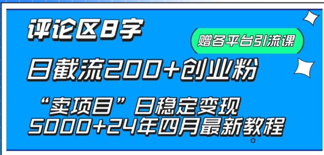 抖音评论区8字日截流200+创业粉 “卖项目”日稳定变现5000+-学帮帮