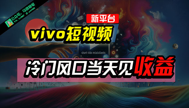 （10390期）全新平台vivo短视频，新风口AI混剪无脑搬运，冷门风口当天见收益，7天…-学帮帮