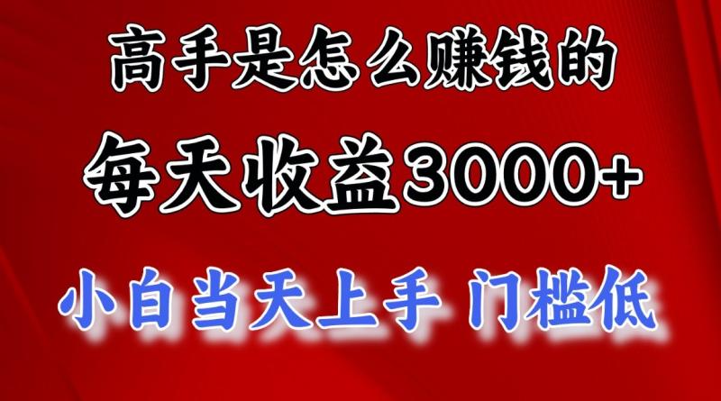 高手是怎么赚钱的，一天收益3000+，闷声发财项目，不是一般人能看懂的-学帮帮