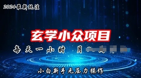 2024年新版玄学小众玩法项目，零门槛高利润，新手小白无压力操作-学帮帮