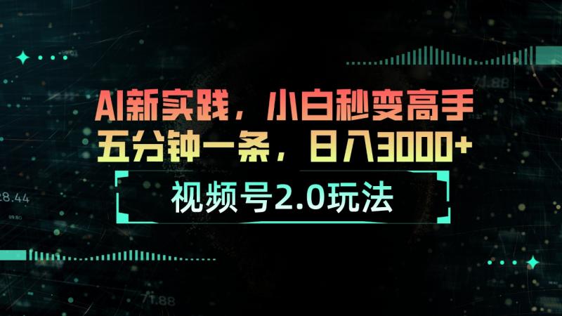（10888期）视频号2.0玩法 AI新实践，小白秒变高手五分钟一条，日入3000+-学帮帮