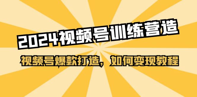 2024视频号训练营，视频号爆款打造，如何变现教程（20节课）-学帮帮