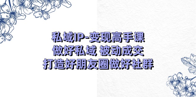 私域IP变现高手课：做好私域被动成交，打造好朋友圈做好社群（18节）-学帮帮