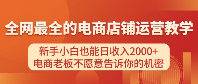 （11266期）电商店铺运营教学，新手小白也能日收入2000+，电商老板不愿意告诉你的机密-学帮帮