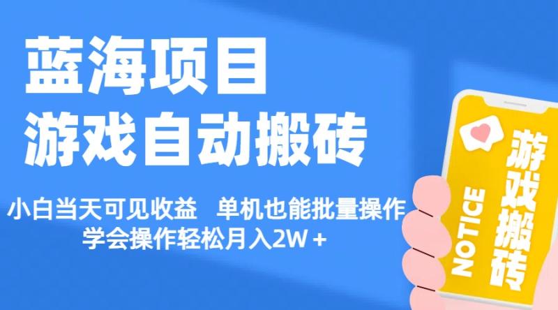 （11265期）【蓝海项目】游戏自动搬砖 小白当天可见收益 单机也能批量操作 学会操作轻松月入2W＋-学帮帮