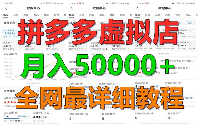 拼多多虚拟电商训练营月入50000+你也行，暴利稳定长久，副业首选-学帮帮