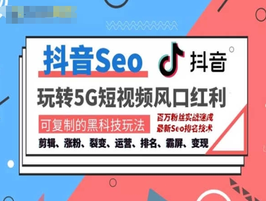 抖音SEO引流培训课程-抓住抖音风口，实现搜索排名，获取精准流量，快速成交变现-学帮帮