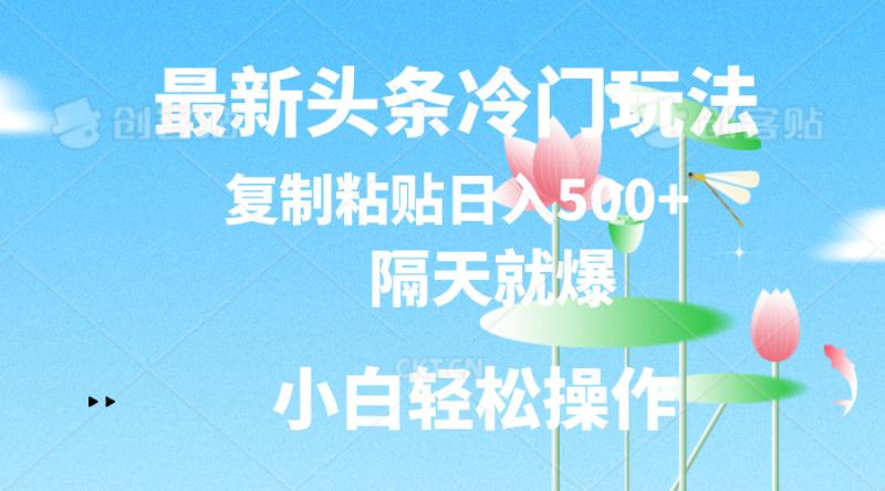 （11414期）最新头条冷门玩法，隔天就爆，复制粘贴日入500+-学帮帮