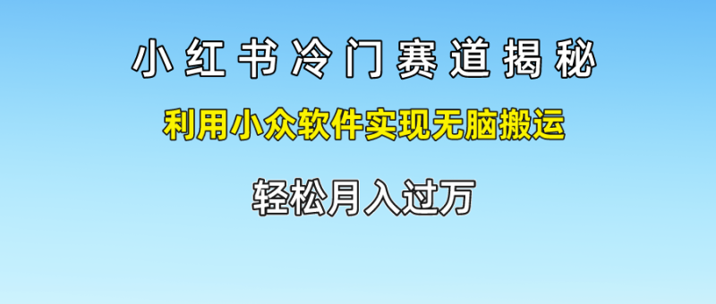 小红书冷门赛道揭秘,利用小众软件实现无脑搬运，轻松月入过万-学帮帮