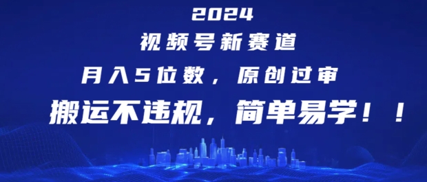2024视频号新赛道，月入5位数+，原创过审，搬运不违规，简单易学【揭秘】-学帮帮
