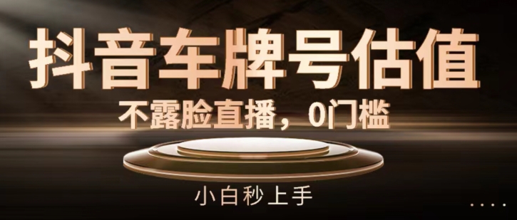 抖音车牌号估值，不露脸直播，0门槛，小白秒上手【揭秘】-学帮帮
