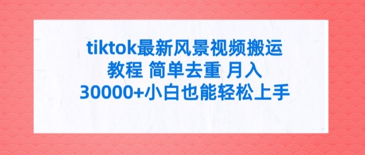 tiktok最新风景视频搬运教程 简单去重 月入3W+小白也能轻松上手【揭秘】-学帮帮